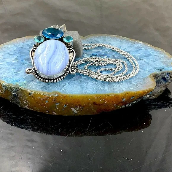 Vtg.18”Sterling Silver Necklace With Sterling Silver Pendant - Picture 4 of 8